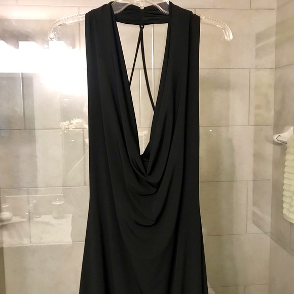 Calvin Klein Black Cowl Neck Halter Dress W/ Spaghetti Cross Ties Back Size 12 - Picture 11 of 14